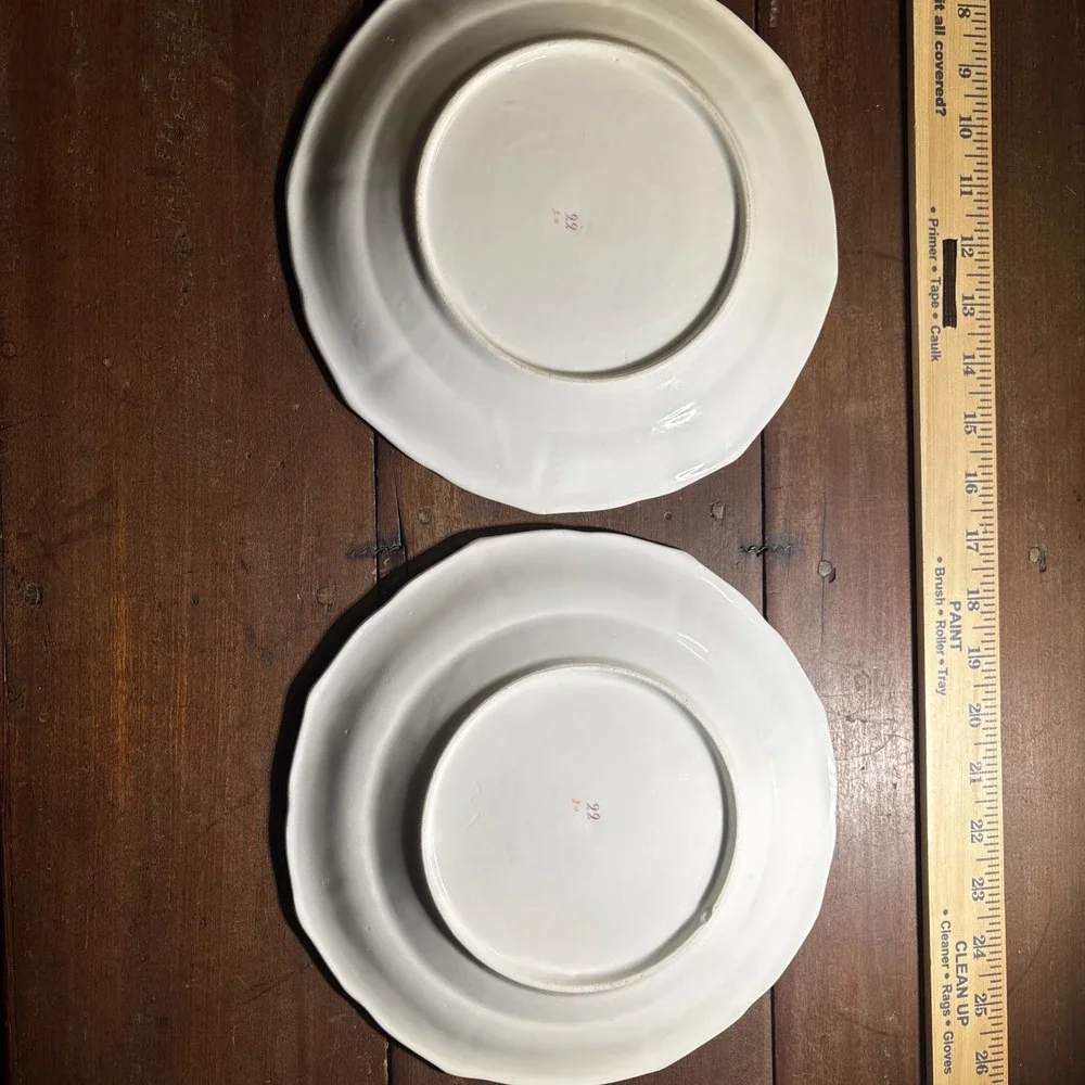 Vintage Porcelain Plates Lot If Two. Floral,‎ Gold Trim. 8.5 Inches.